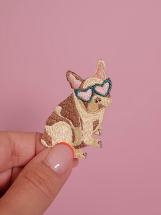Patch thermocollant bouledogue enfant chien lunettes colorées