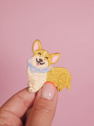 Patch thermocollant corgi enfant bandana fleuri chien